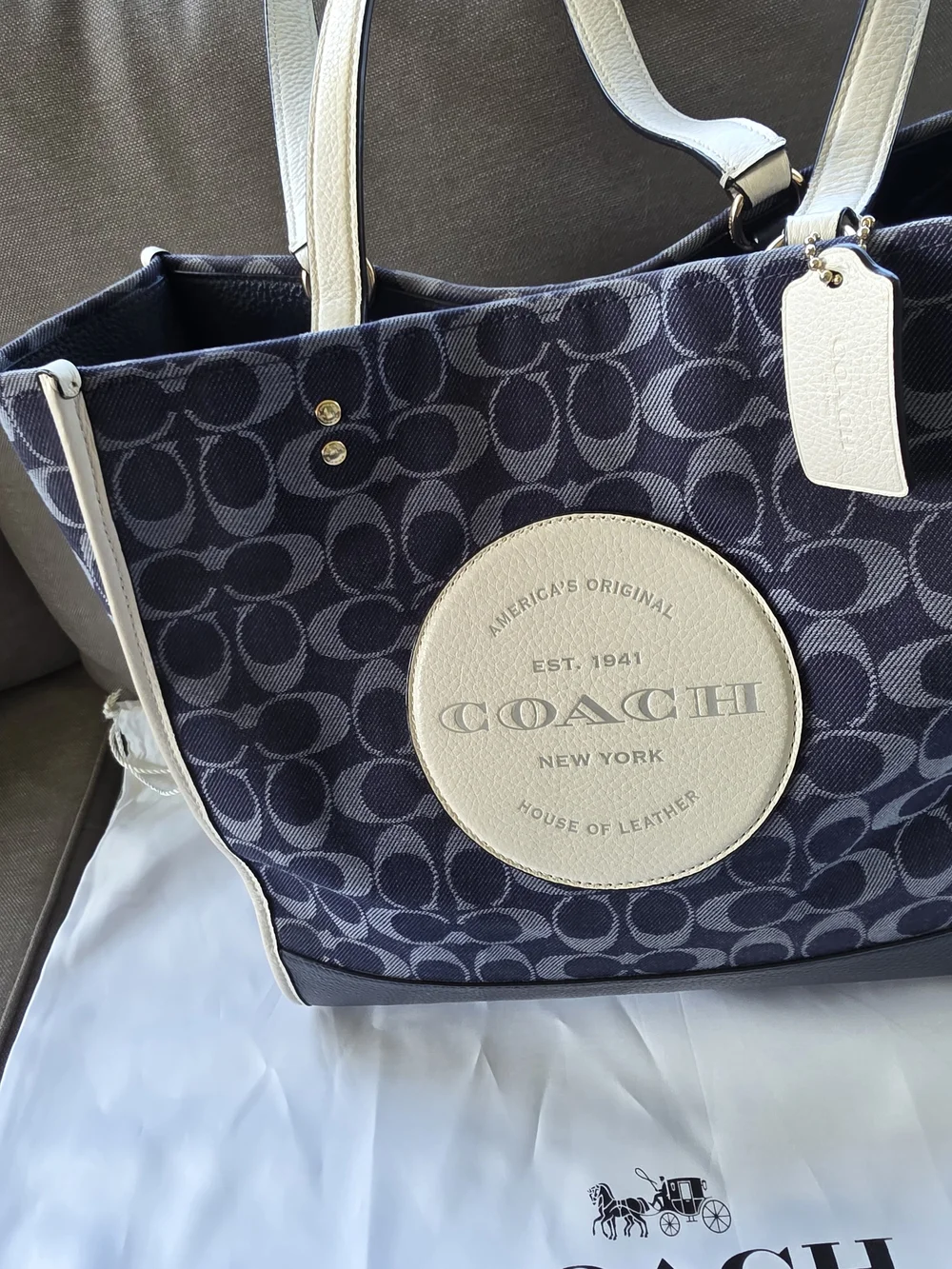 COACH New York Navy & White Signature Canvas Tote